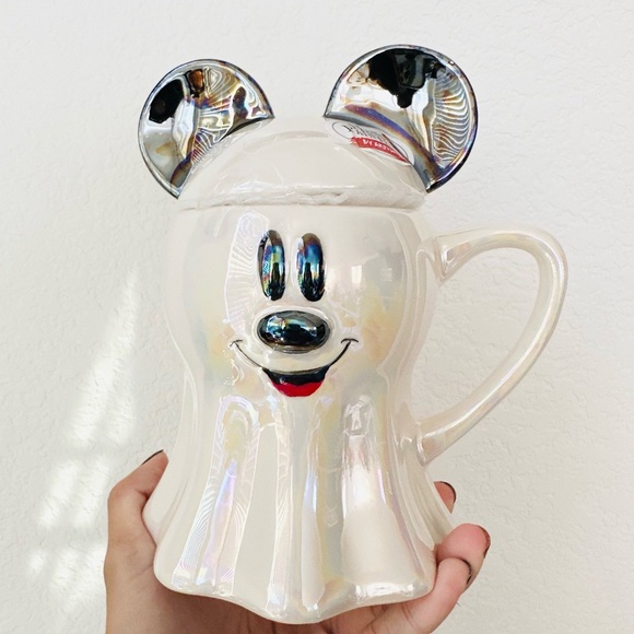 Mickey Mouse Ghost Mug Iridescent Hand Painted - Picture 1 of 2